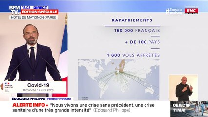 Coronavirus: "160.000 Français" ont été rapatriés depuis le début du confinement, affirme Édouard Philippe