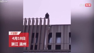 Funny Moment Drunk man jumps off a building