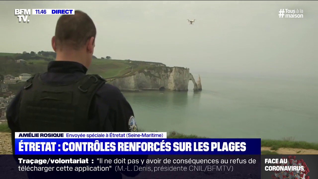 À Étretat, des contrôles renforcés au sol et par drone pour veiller au respect du confinement