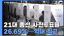 21대 총선 사전투표율 26.69%...역대 최고 / YTN