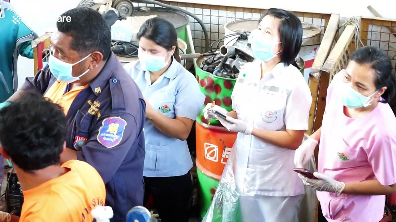 Recycling worker saved after falling into CAN CRUSHING machine in horror accident