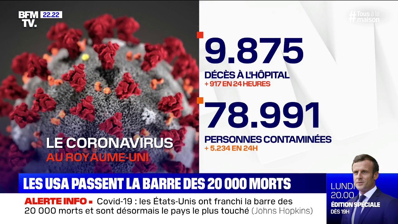 Coronavirus: 917 morts en 24h au Royaume-Uni, portant le bilan à 9875 morts