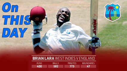 16 years of Lara's 400 | Lara World-record 400 against England