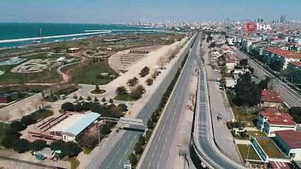 'Sokağa çıkma yasağının 2. gününde İstanbul'; boş kalan sahiller havadan görüntülendi