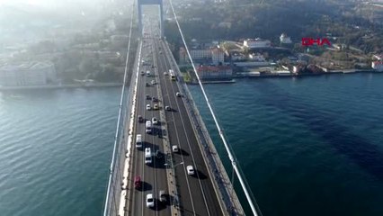 15 TEMMUZ ŞEHİTLER KÖPRÜSÜ'NDEKİ PAZARTESİ TRAFİĞİ HAVADAN GÖRÜNTÜLENDİ