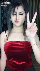 Red top girl showing hot tik tok video