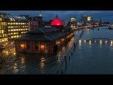 Time Lapse Shows River Elbe Overflowing and Flooding its Banks in Hamburg