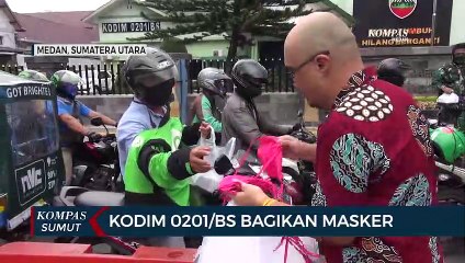 Kodim 0201/ Berdiri Sendiri Bagikan Masker