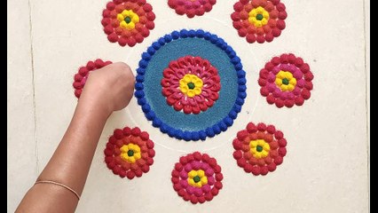 Beautiful Flower Rangoli design |Akshaya Tritiya Special Rangoli Design | Akshaya Tritiya Kolam