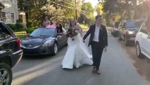 Couple Recieves Social Distancing Car Parade by Friends and Family on Their Wedding