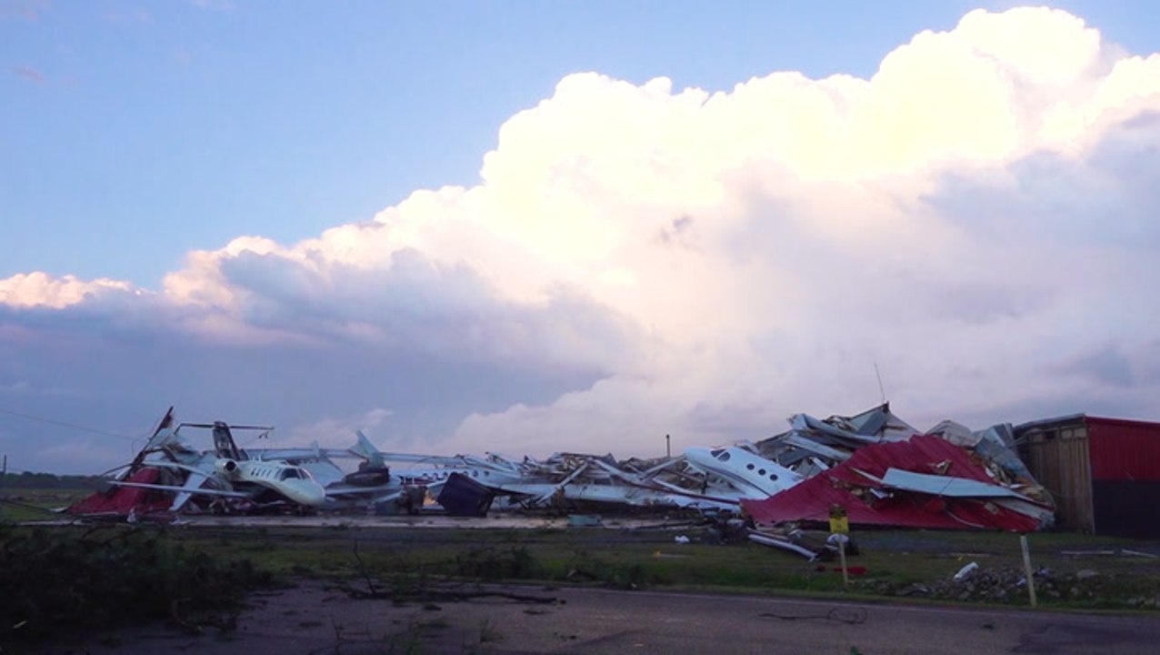 Private jets damaged in storms