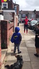 A Portsmouth-based entertainer has been cheering up his neighborhood dressed as Spiderman