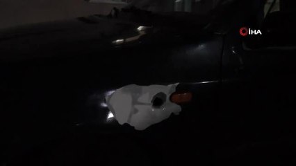 Maganda kurşununun isabet ettiği otomobilde hasar meydana geldi