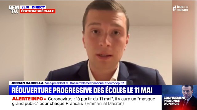 Jordan Bardella (RN) trouve dangereux de commencer le déconfinement par la réouverture des écoles