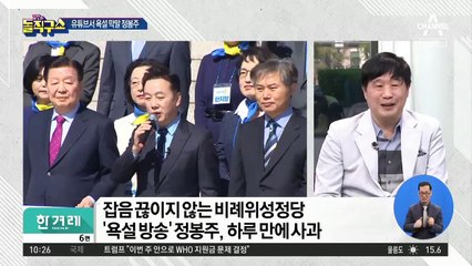 유튜브서 욕설 막말 정봉주…하루 만에 ‘죄송 방송’