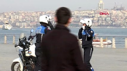 ÜSKÜDAR SAHİLİ'NDE ZABITA EKİPLERİNDEN DRONE İLE DENETİM