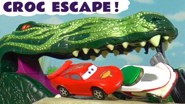 Disney Cars Lightning McQueen in Hot Wheels Funlings Racing Crocodile Challenge with PJ Masks and Marvel Avengers in this Family Friendly Full Episode English Toy Story from a Family Channel Toy Trains 4u