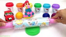 Learn Colors Hello Kitty Dough with Construction Tools and Cookie Molds Surprise Toys Kinder Eggs