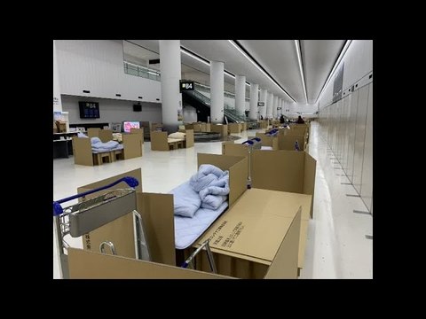 Cardboard box hotel for passengers awaiting coronavirus test results