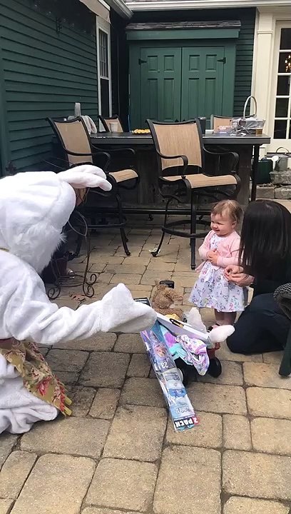 Toddler Unsure about the Easter Bunny