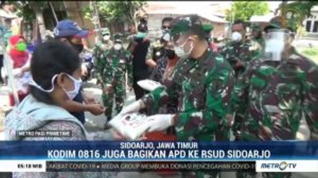Kodim 0816 Sidoarjo Bagikan Ratusan Paket Sembako ke Warga