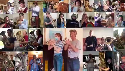 Eastbourne Silver Band playing Hoots Mon, while social distancing