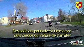 Des policiers poursuivent un motard sans casque qui refuse de s’arrêter