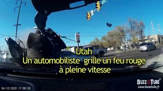 Un automobiliste  grille un feu rouge à pleine vitesse-Utah -