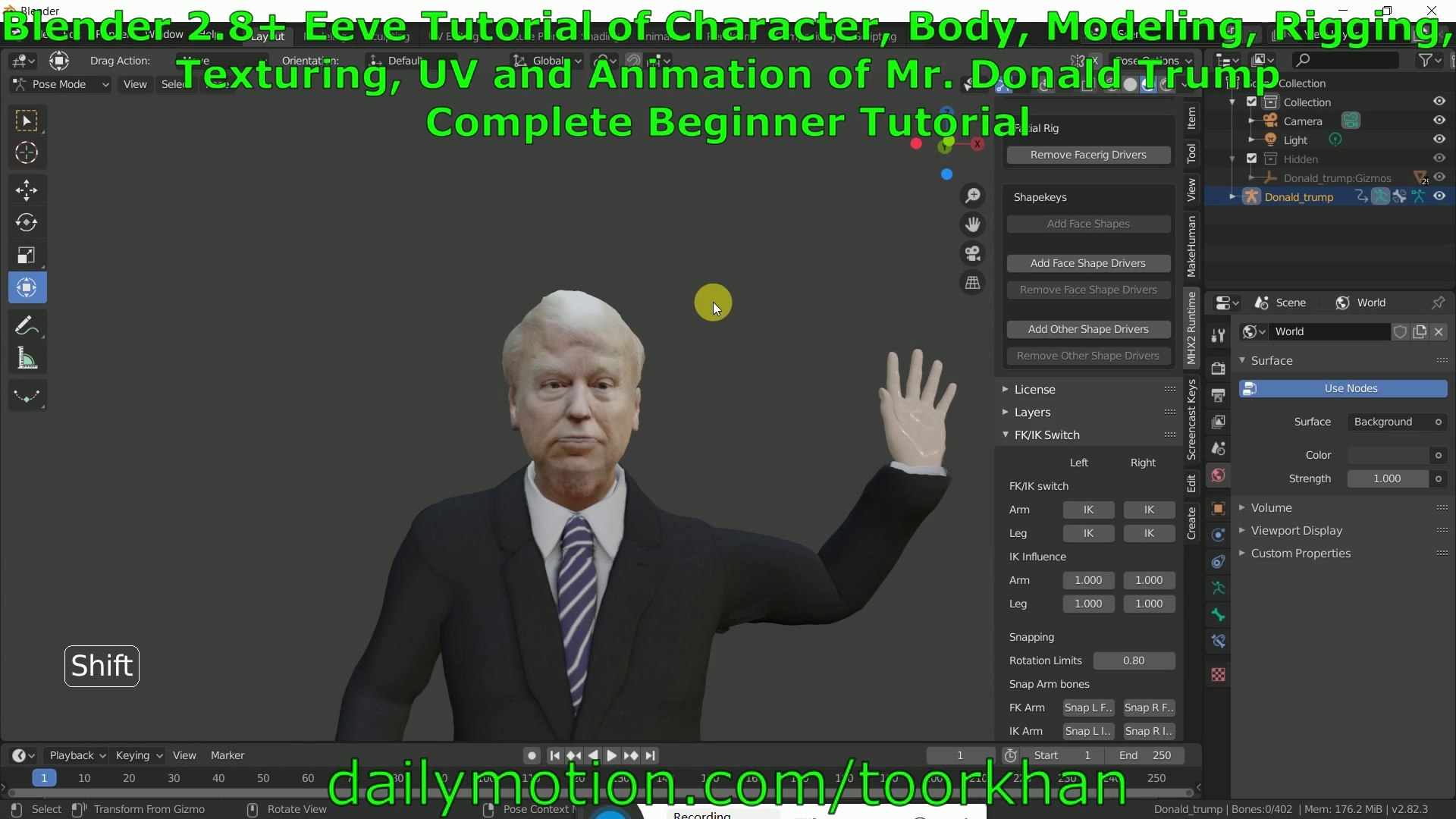 Dailymotion, Blender 2.8, Tutorial, of, Donald, Trump, Character, Body, Head,  Modeling, Rigging, UV, Unwrap, Texture, Eeve, Complete, Beginner, Tutorial  - video Dailymotion