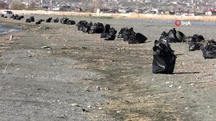 Van Gölü'nün 2 bin 800 metrelik sahilde 40 ton çöp toplandı