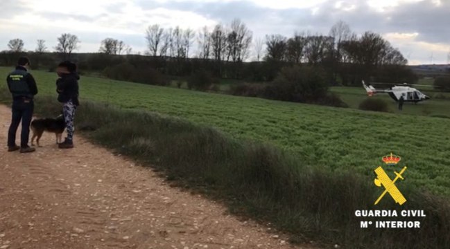 Un helicóptero de la Guardia Civil sorprende en Burgos a una mujer que paseaba con un perro