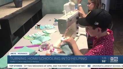 Family sets up assembly line to make masks
