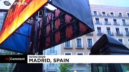 Madrid stages open-air cinema for confined locals