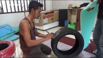 Young Indonesians turn used tyres into stylish furniture
