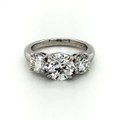 Three Stone Diamond Engagement Ring in Platinum with A GIA Certified 1.70ct. H Color SI1 Clarity Round Center