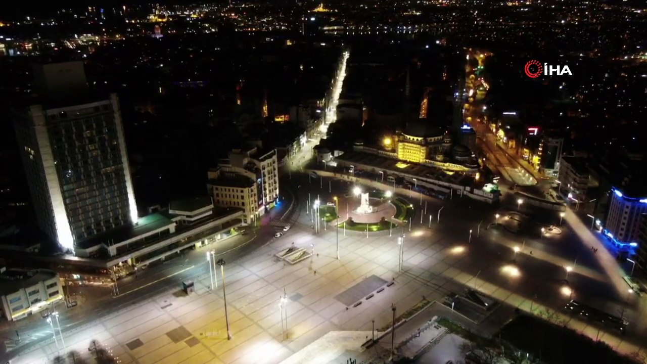 Sokağa çıkma kısıtlamasının bitmesinin ardından Taksim Meydanı havadan görüntülendi