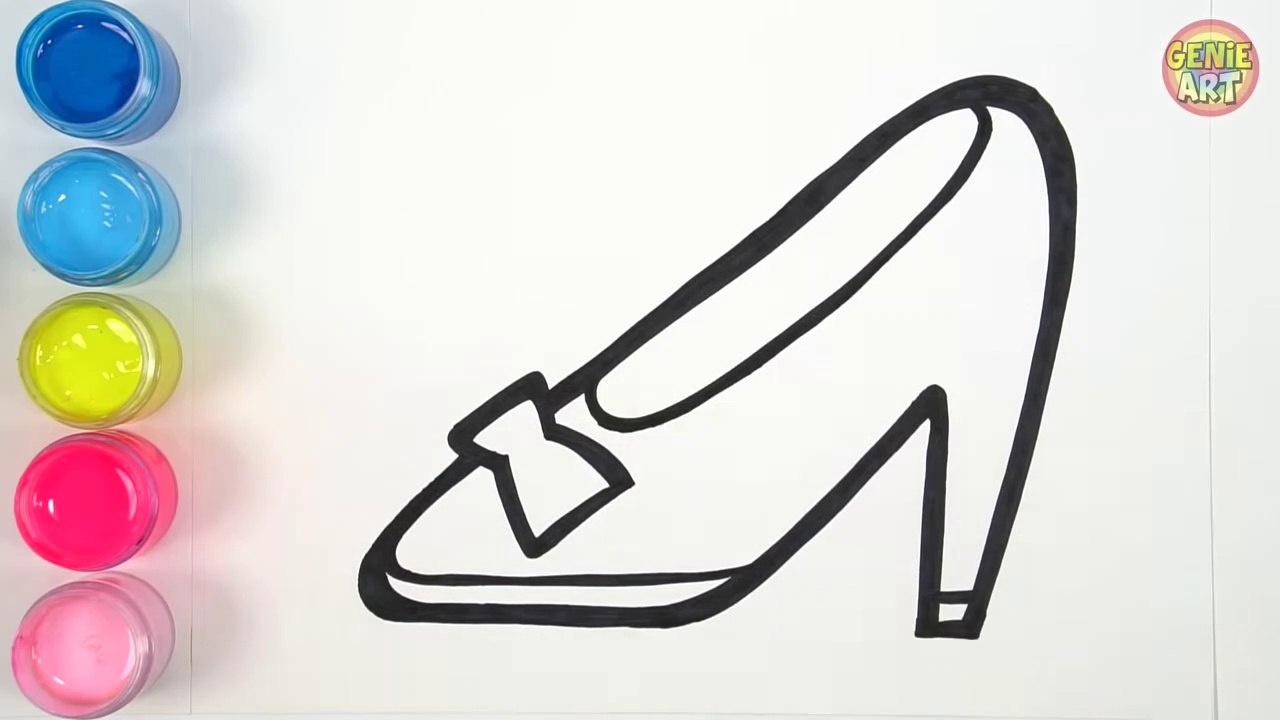 Let's learn to glitter High heel drawing and coloring - GENiEART