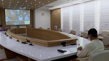 HIGH POWER COMMITTEE MEETING USING VIDEO CONFERENCE BY VIJAY RUPANI IN GANDHINAGAR DURING LOCKDOWN