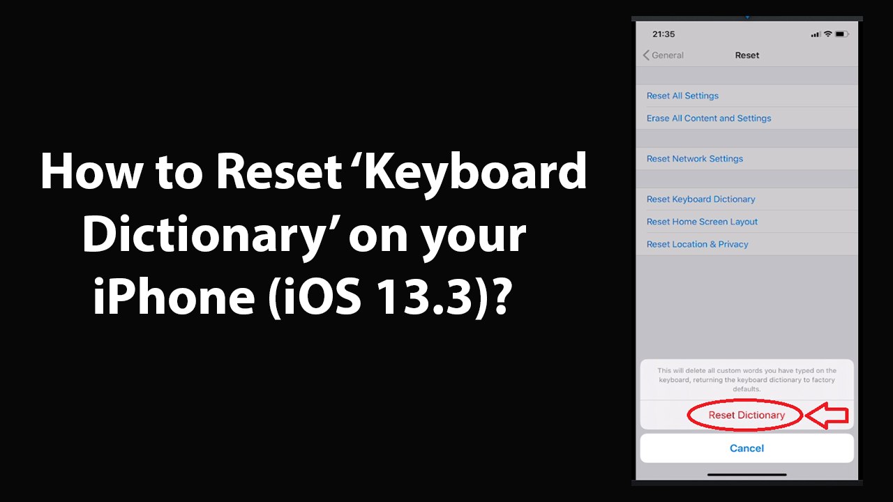 How to Reset Keyboard Dictionary on your iPhone (iOS 13.3)? video Dailymotion