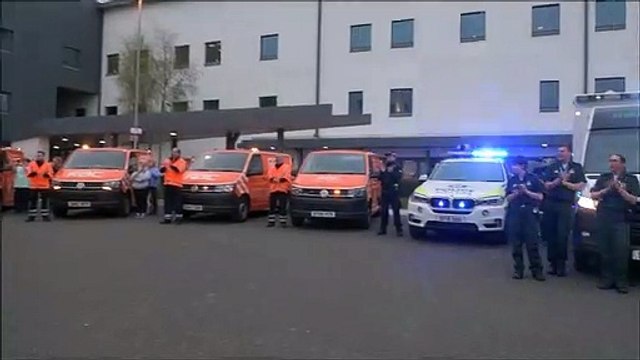 The McNeil family all members of Denny and Dunipace Pipe band with the RAC, Police Scotland, Scottish Ambulance Service and FVRH staff clapping for all our heroes