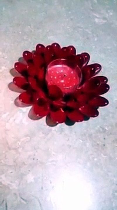 Candle holder making from plastic spoons - Candle Stand from spoons - Creative Ideas..