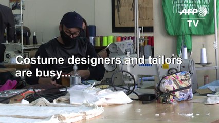 Costume designers in Argentina make face masks for the poor