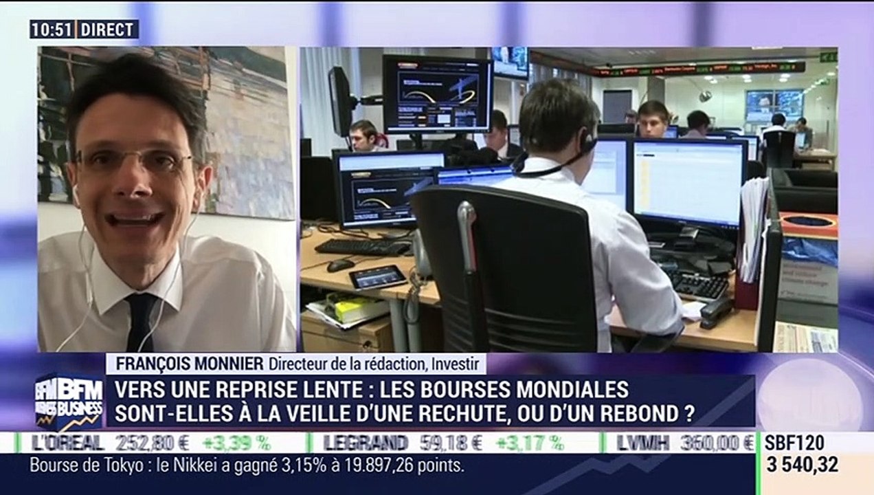 François Monnier (Investir): Les Bourses mondiales vont-elles à la veille d'une rechute ou d'un rebond ? - 17/04