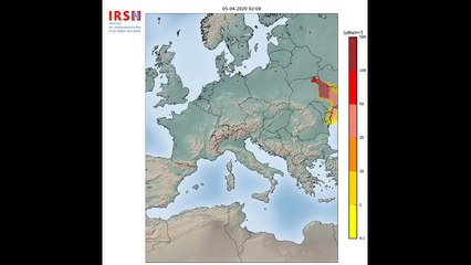 Modélisation de la dispersion du panache en Europe, après l'incendie à Tchernobyl, le samedi 4 avril