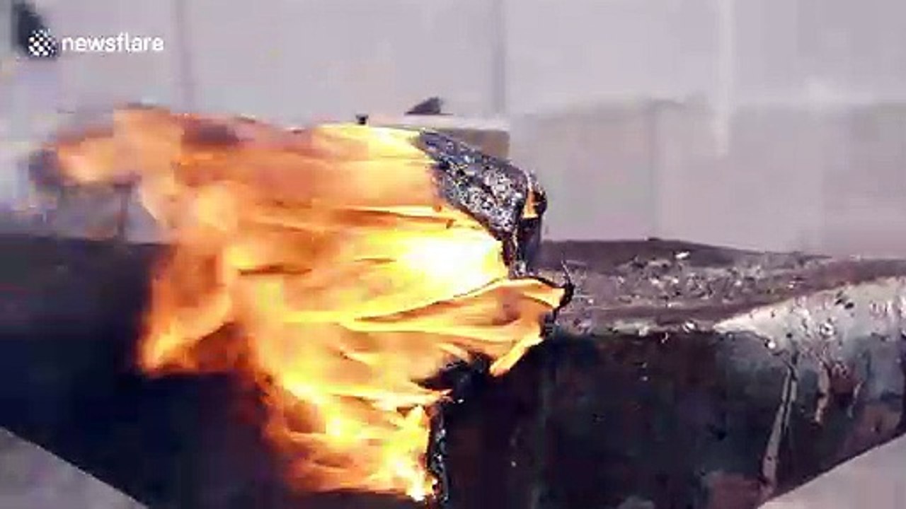 Blow torch brings the heat while destroying household objects