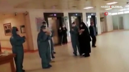 Koronavirüsü yenen Gülname nine, penguen dansı ile taburcu edildi