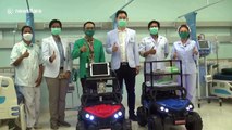 Doctors in Thailand use remote-controlled buggy to deliver medicine to COVID-19 patients