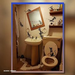 Confiné, Banksy révèle une nouvelle œuvre depuis sa salle de bains infestée de rats