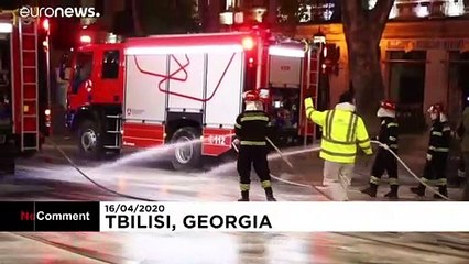 Georgia disinfects capital's streets to combat spread of COVID-19