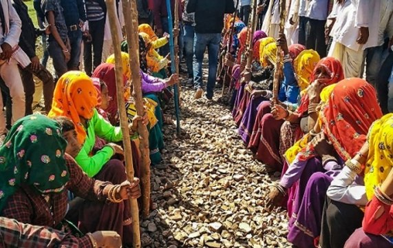 Gujjar quota agitation enters 3rd day, train services remain affected